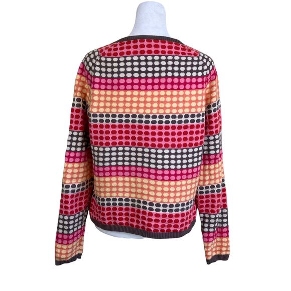 Talbots L Pet Vtg Y2K Retro Style Polka Dot & Striped Cardigan Cotton-Cashmere - Picture 5 of 16